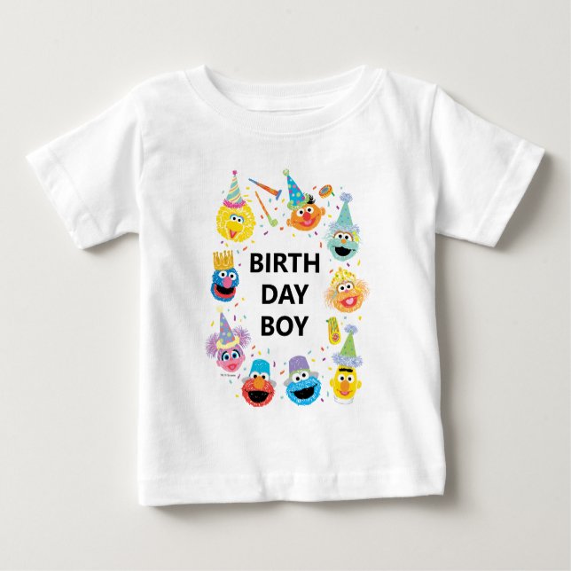 T-shirt Pour Bébé Garçon d'anniversaire confetti Rue Sésame (Devant)