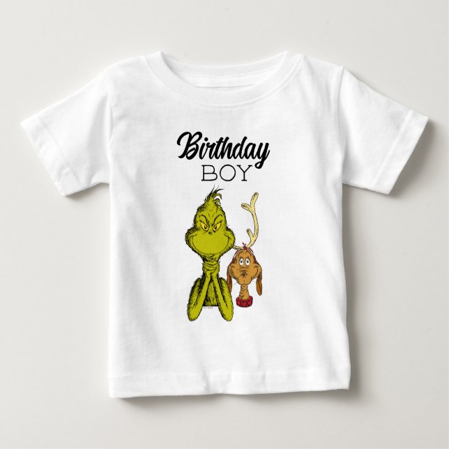 T-shirt Pour Bébé Garçon d'anniversaire Grinch Tableau (Devant)