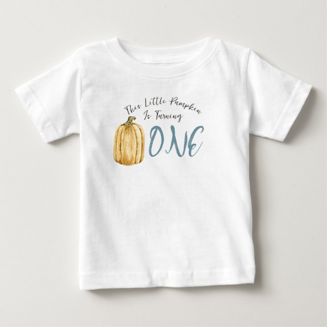 T-shirt Pour Bébé Garçon d'anniversaire petite citrouille aquarelle  (Devant)