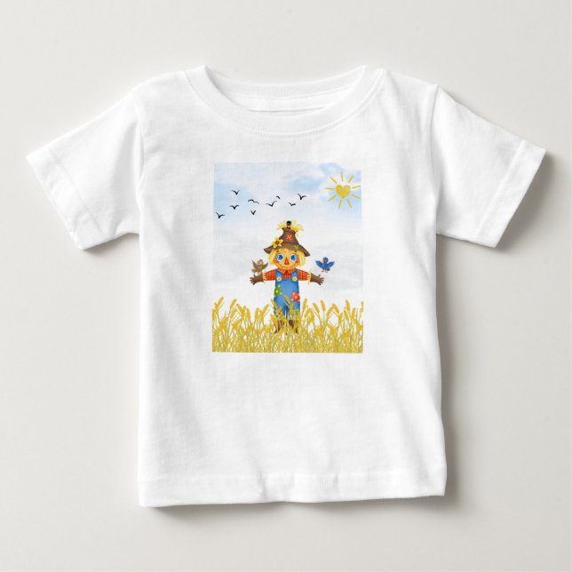 T-shirt Pour Bébé Garçon Épouvantail avec les oiseaux Chute (Devant)