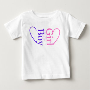 T-shirt Pour Bébé Garçon Fille Cœur Bébé Révélation du sexe de jum