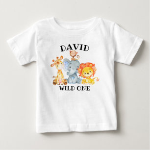 T-shirt Pour Bébé Garçon Jungle Animaux Sauvage Un Anniversaire mign