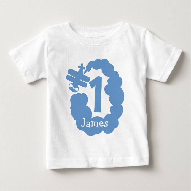 T-shirt Pour Bébé Garçon pour 1er anniversaire | T shirt avion perso (Devant)