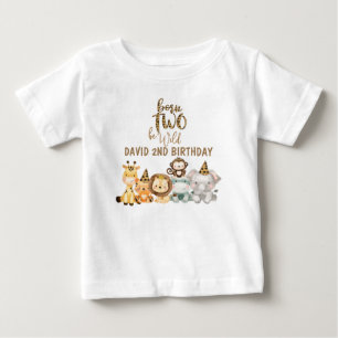 T-shirt Pour Bébé Garçons Animaux Safari Deux Anniversaire Sauvage