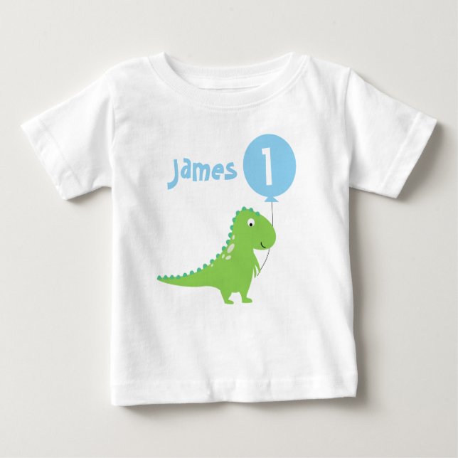 T-shirt Pour Bébé Garçons Dinosaur Balloon 1er Anniversaire T Chemis (Devant)