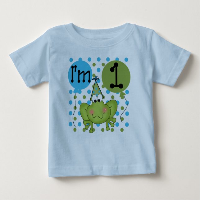 T-shirt Pour Bébé Garçons Grenouille premier anniversaire (Devant)