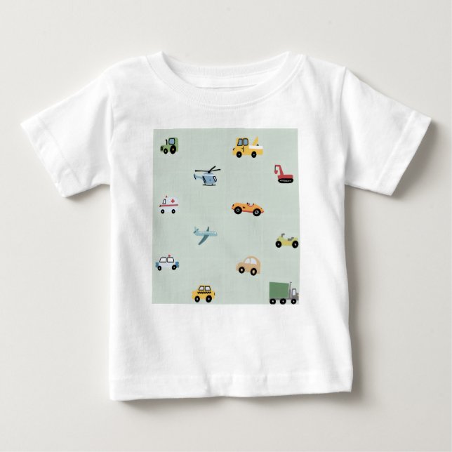 T-shirt Pour Bébé Garçons Mignon Transport Voiture Motif Enfants (Devant)