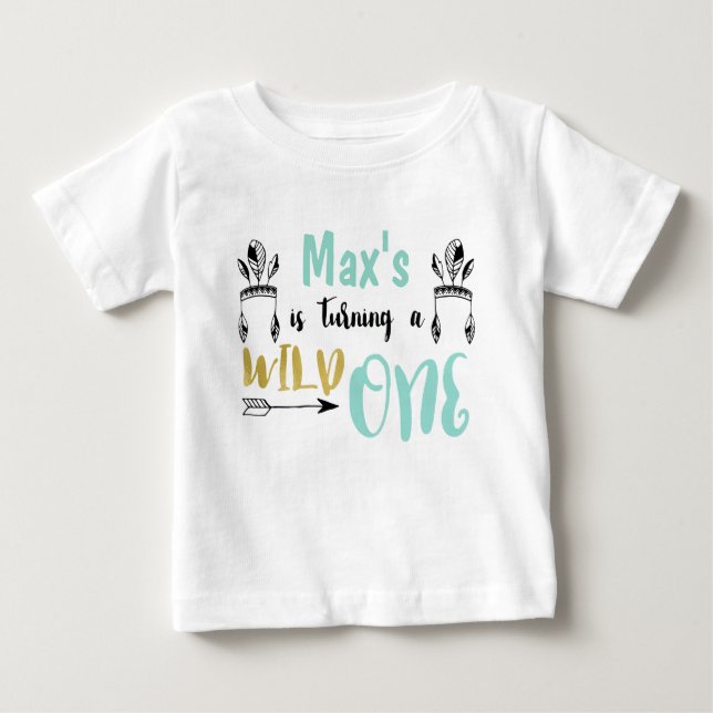 T-shirt Pour Bébé Garçons Personnalisé Wild One Raglan Chemise (Devant)