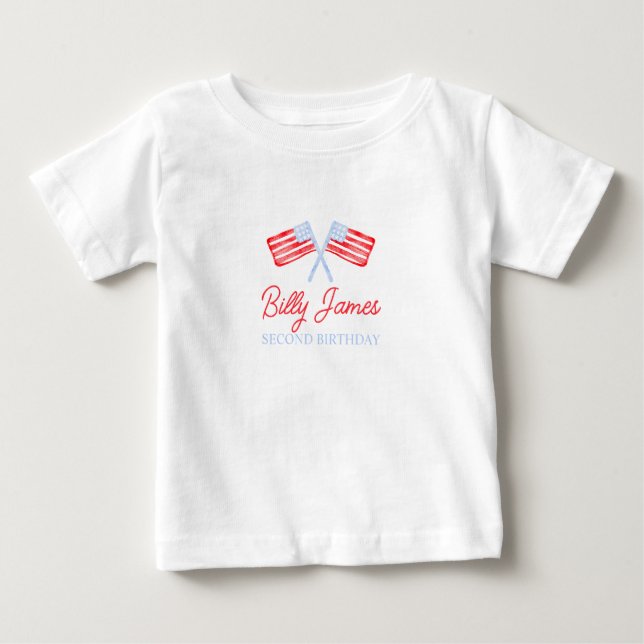 T-shirt Pour Bébé Garçons Préparatoires Rouge Blanc & Deux Anniversa (Devant)