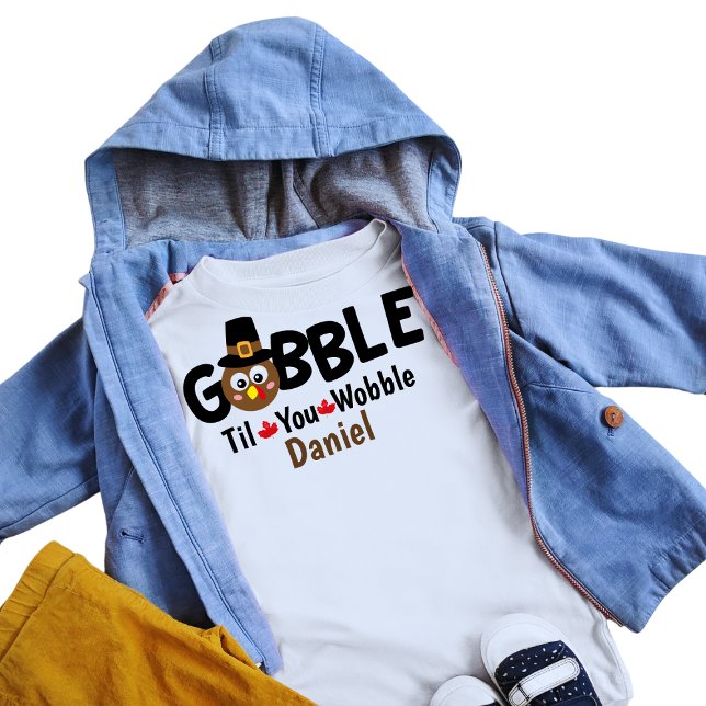 T-shirt Pour Bébé Garçons Thanksgiving mignon Turquie Nom du globe (Créateur téléchargé)