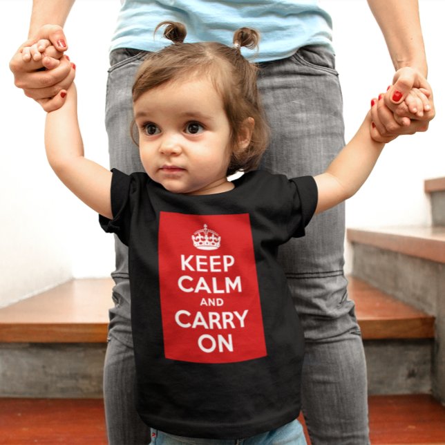 T-shirt Pour Bébé Gardez le calme et continuez (Red Keep Calm and Carry On Baby T-Shirt)