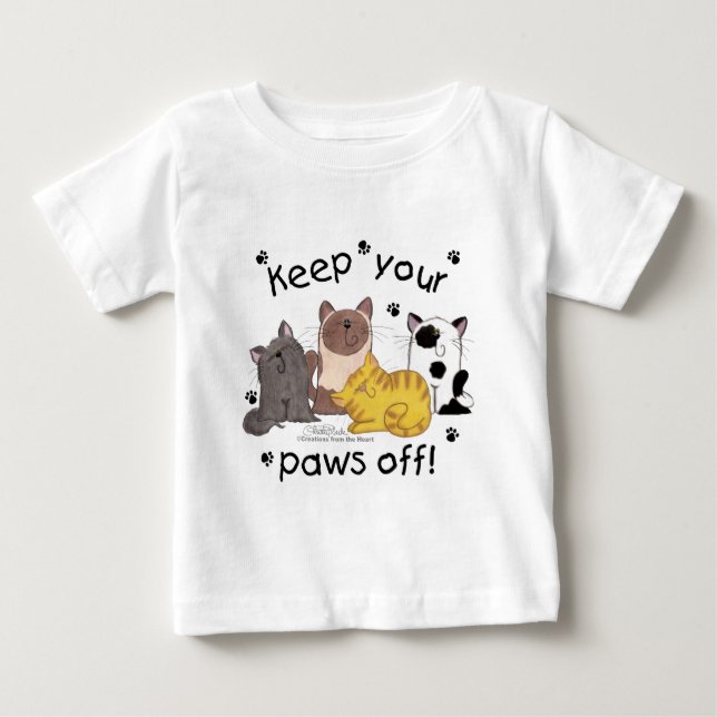 T-shirt Pour Bébé Gardez vos pattes hors (chats) (Devant)