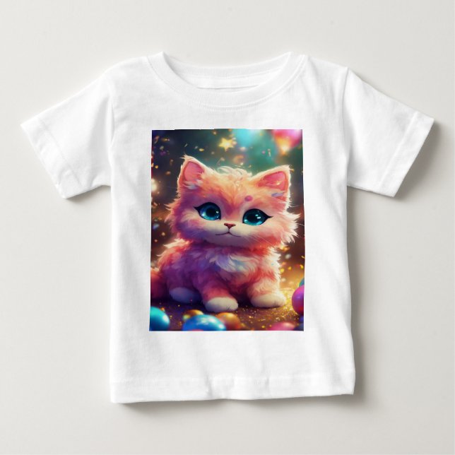 T-shirt Pour Bébé Gata bebê de pérola 3D fofa (Devant)