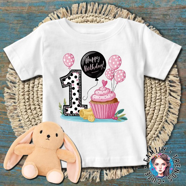 T-shirt Pour Bébé Gâteau Cupcake 1er anniversaire (Créateur téléchargé)