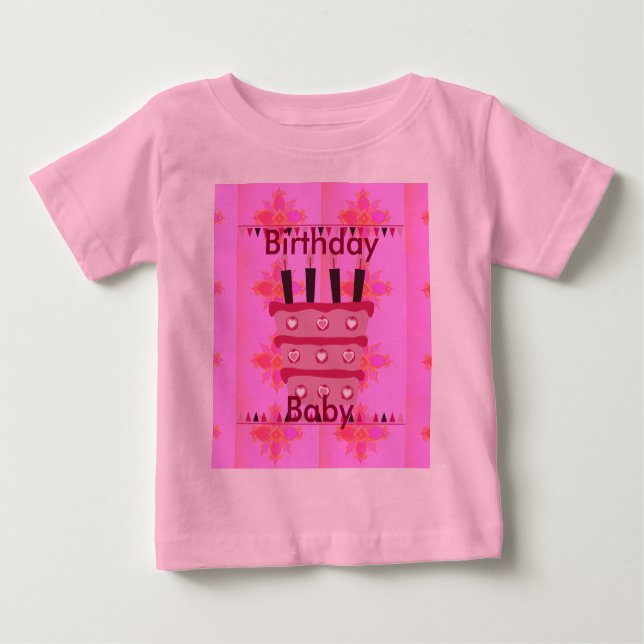 T-shirt Pour Bébé Gâteau d'anniversaire floral pour elle / Filles Ar (Devant)