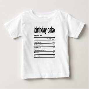 T-shirt Pour Bébé Gâteau d'anniversaire Information nutritionnelle
