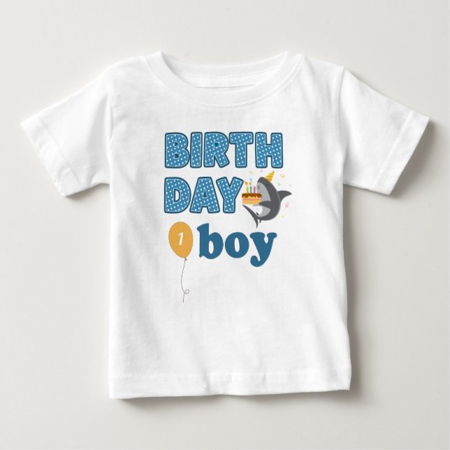 T-shirt Pour Bébé Gâteau de requin | Ajouter un âge (Devant)