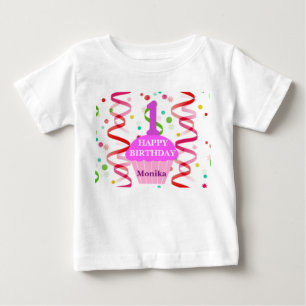 T-shirt Pour Bébé Gâteau personnalisé avec âge et nom Joyeux Anniver
