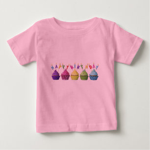 T-shirt Pour Bébé Gâteau rose Joyeux Anniversaire