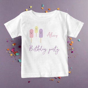 T-shirt Pour Bébé Gaufrette de glace Cône Confetti Rose Anniversaire