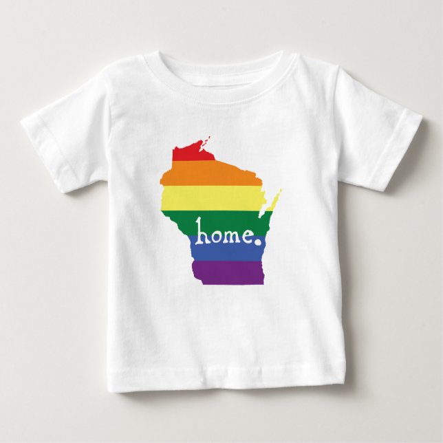 T-shirt Pour Bébé Gay pride du Wisconsin| Carte de la maison (Devant)