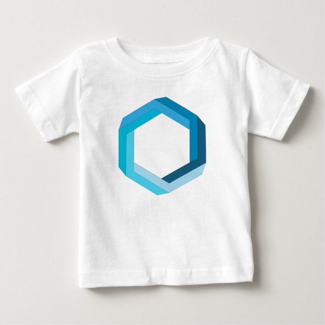 T-shirt Pour Bébé Géométrie impossible : Hexagon bleu. (Devant)