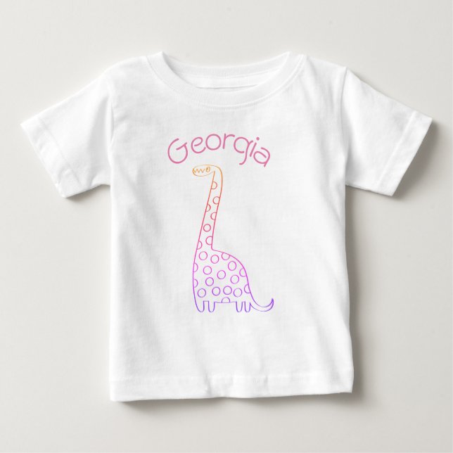 T-shirt Pour Bébé Georgia Pink Dinosaur à personnaliser (Devant)