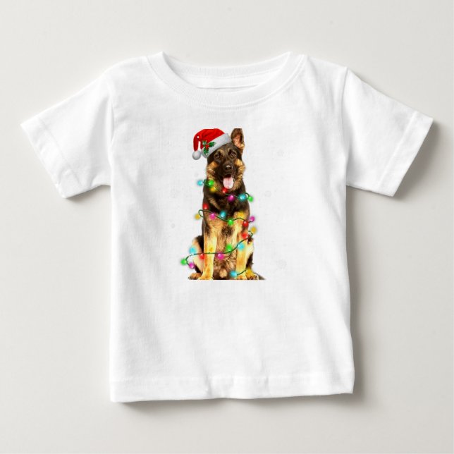 T-shirt Pour Bébé German Shepherd Dog Tree Christmas Sweater Xmas Do (Devant)
