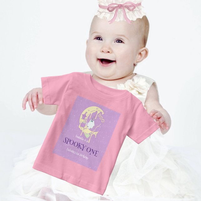 T-shirt Pour Bébé Ghost Moon Éffrayant un Halloween 1er anniversaire (Créateur téléchargé)