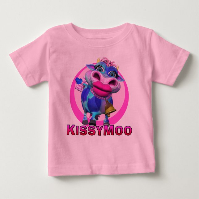 T-shirt Pour Bébé GiggleBellies Kissy Moo la vache (Devant)