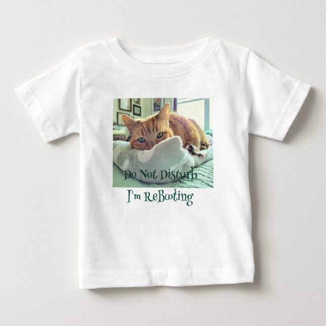 T-shirt Pour Bébé Ginger Cat Dit Ne Pas Disturer (Devant)