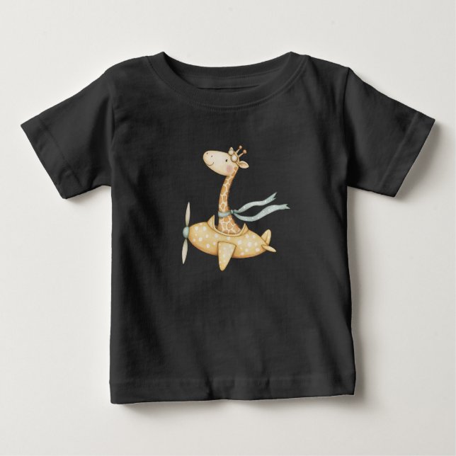 T-shirt Pour Bébé Girafe Aquarelle Pilote  (Devant)