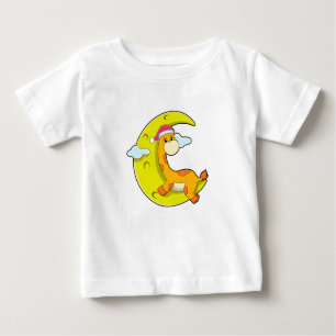 T-shirt Pour Bébé Girafe au coucher de la lune