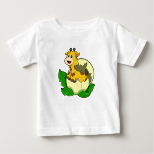 T-shirt Pour Bébé Girafe aux feuilles et oeufs