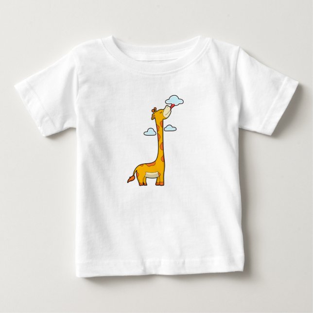 T-shirt Pour Bébé Girafe aux nuages (Devant)