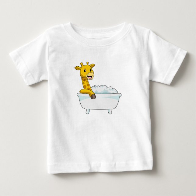 T-shirt Pour Bébé Girafe avec baignoire avec mousse (Devant)
