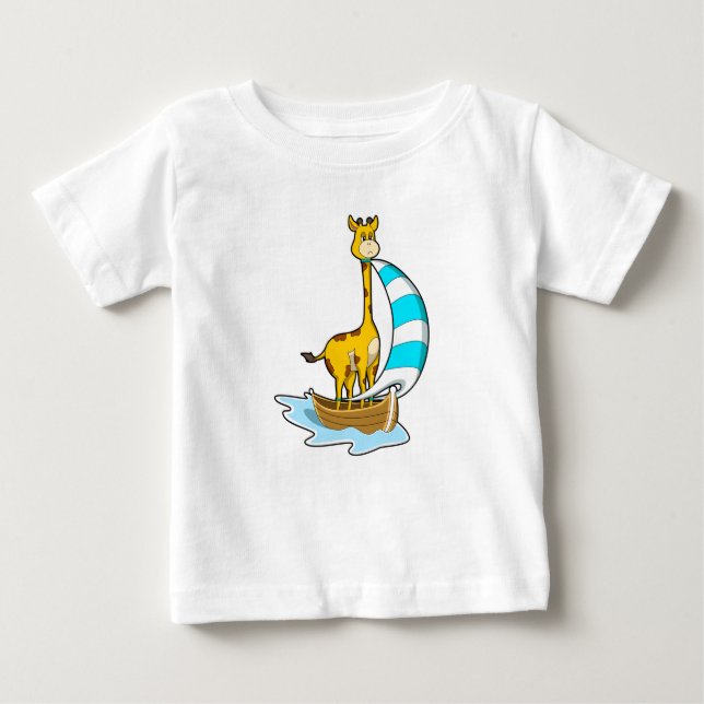 T-shirt Pour Bébé Girafe avec voilier (Devant)