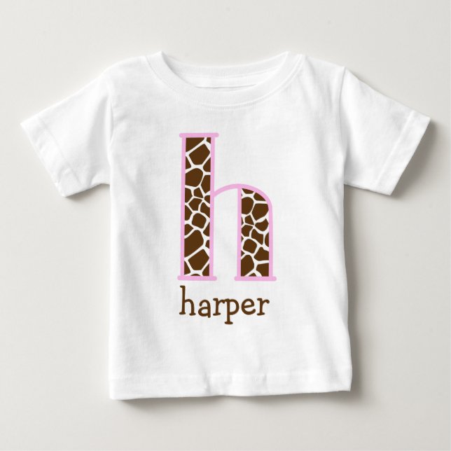 T-shirt Pour Bébé Girafe de bébé Monogramme Tutu Bodysuit initiale h (Devant)