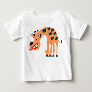 T-shirt Pour Bébé Girafe dessinée à la main avec des taches bleues I