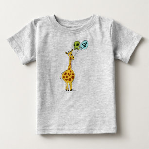 T-shirt Pour Bébé Girafe du 4e anniversaire