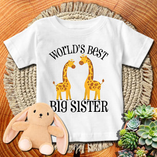 T-shirt Pour Bébé Girafe 🦒Meilleure Grande Sœur du Monde   Grande S