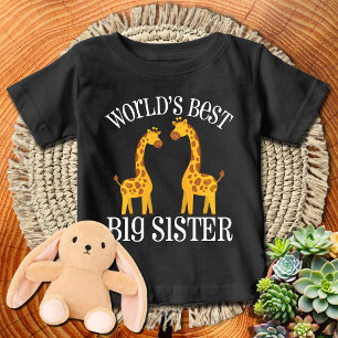 T-shirt Pour Bébé Girafe 🦒 Meilleure Grande Sœur du Monde   WHTXT