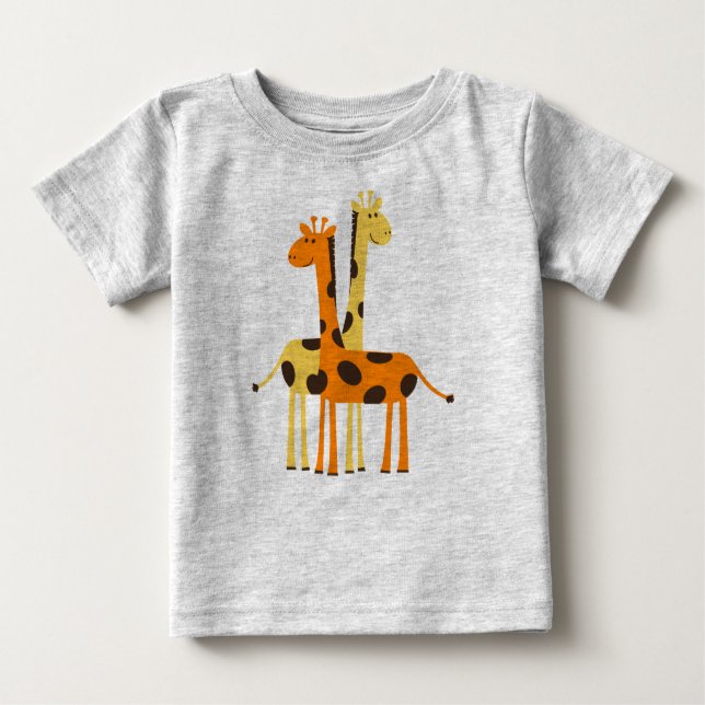 T-shirt Pour Bébé Girafes Animées mignonnes (Devant)