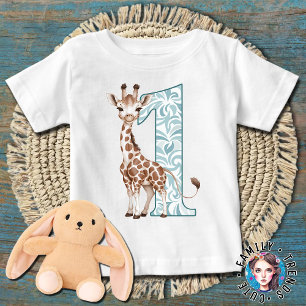 T-shirt Pour Bébé Giraffe 1er anniversaire
