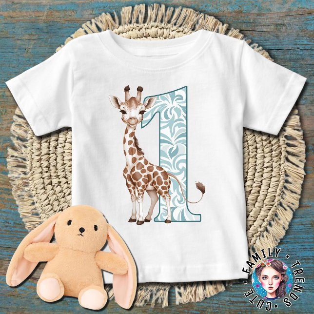T-shirt Pour Bébé Giraffe 1er anniversaire (Créateur téléchargé)