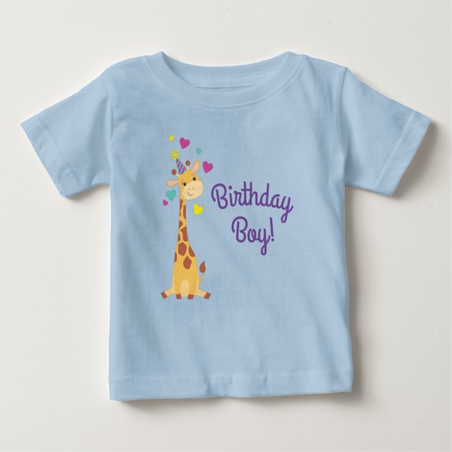 T-shirt Pour Bébé Giraffe Anniversaire de enfant Boy Party Cute (Devant)