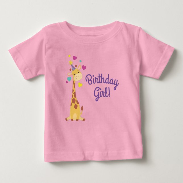 T-shirt Pour Bébé Giraffe Anniversaire de enfant Girl Party mignonne (Devant)