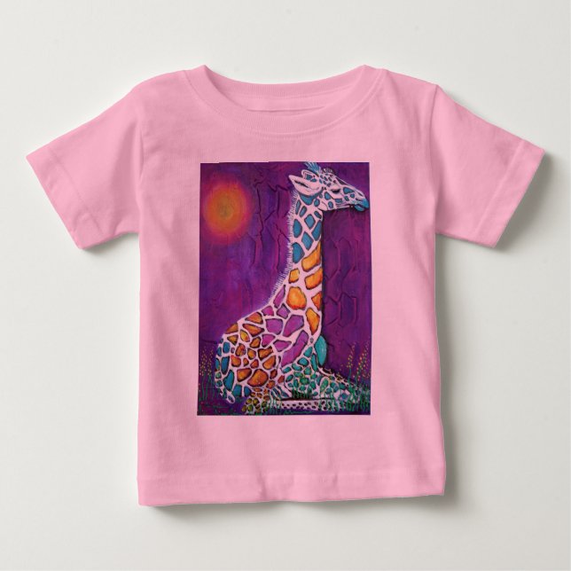 T-shirt Pour Bébé Giraffe arc-en-ciel (Devant)