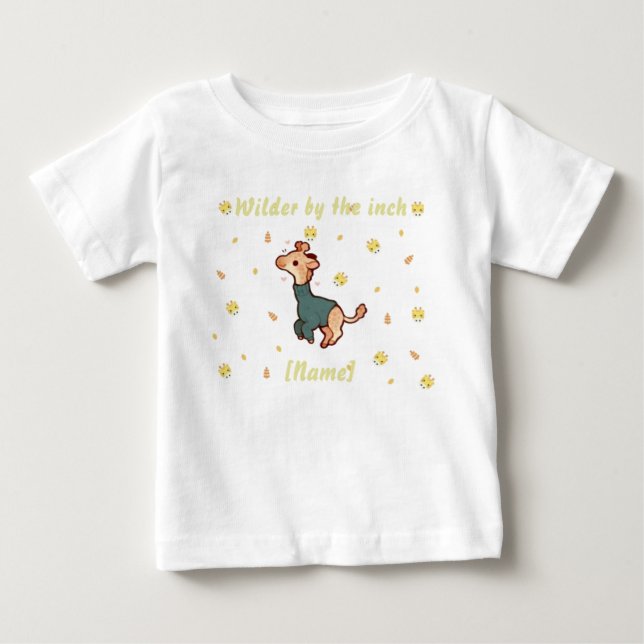 T-shirt Pour Bébé Giraffe Baby Tee – Custom Name (Devant)