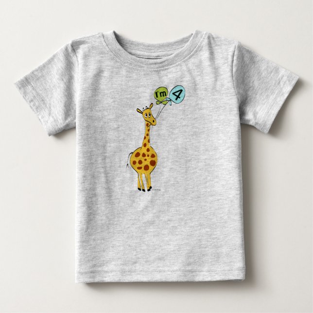 T-shirt Pour Bébé Giraffe du 4e anniversaire (Devant)